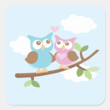 Owl Love Square Sticker