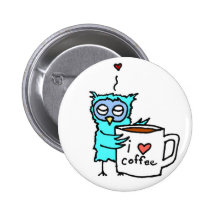 Owl Loves Coffee Pins