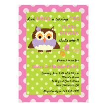 Owl on a branch - Birthday invitations 3