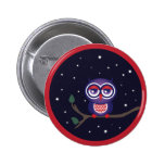 Owl perched on a branch button