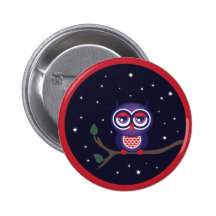 Owl perched on a branch button