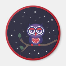 Owl perched on a branch fridge magnet
