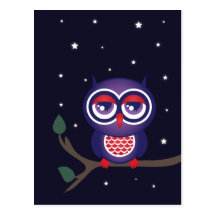 Owl perched on a branch postcard