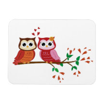 Owls couple fridge magnet