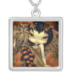 Owlyn in Autumn NECKLACE owl fairy pumpkins
