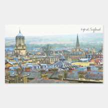 Oxford, England, Roof Top View Rectangular Stickers