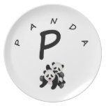 P for Panda Dinner Plate