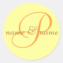"P" monogram label, personalise first names Round Stickers