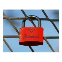 Padlock on Fence Postcard