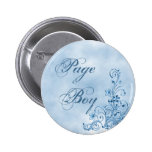 Page Boy Round Button: Sky Blue Elegance