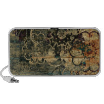 Painted floral on wood artwork. speakers