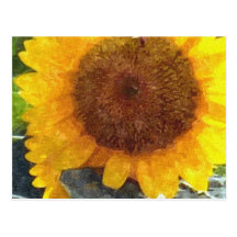 "Painted" Orange Gold Sunflower Post Card