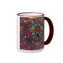 Painted Skull Floral Art Coffee Mug