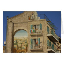Painted wall of a house in Jerusalem Card