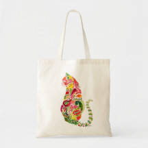 Paisley Cat Canvas Tote Bag