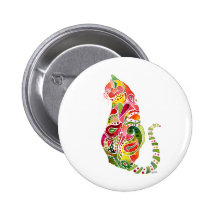 Paisley Cat Round Pin