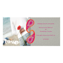 Paisley Fuchsia and Orange Photo Save the Date Photo Card