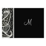 Paisley Pattern Bl. & Wh. Wedding Invitation invitations