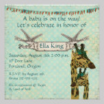 Paisley Teal  Giraffes  Blue Baby Invitation invitations