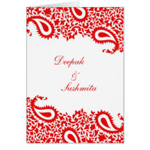 Paisleys Elegant Indian Wedding Folded Invitation Greeting Cards