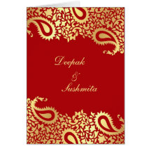 Paisleys Elegant Indian Wedding Folded Invitation Cards