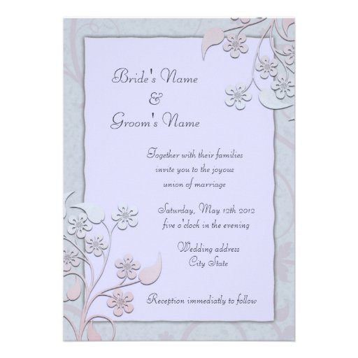 Pale Blue Floral Custom Wedding Invitations