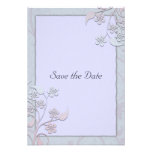 Pale Blue Floral Save the Date Note Card Personalized Invitation