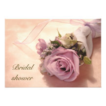 pale mixed flower bouquet bridal shower invitation