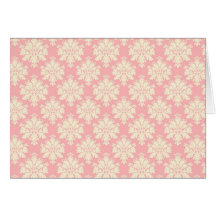 Pale Pink and Cream Damask Card