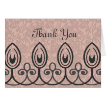 Pale Pink Mediaeval Brocade Thank You Greeting Cards