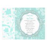 Pale Turquoise and White Floral Wedding Invite