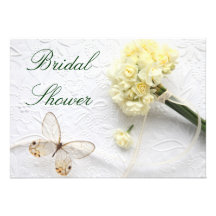 pale yellow flowers with butterfly shower invite
