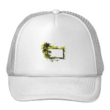 Palm tree frame yellow and black mesh hat
