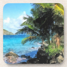 Palm Trees and Beach St. Thomas VI Drink Coaster