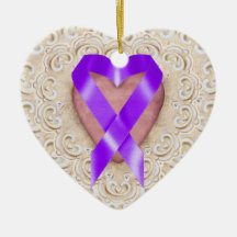 Pancreatic Cancer Ribbon From the Heart - SRF Christmas Tree Ornament