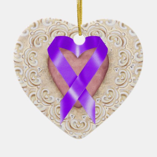 Pancreatic Cancer Ribbon From the Heart - SRF Christmas Tree Ornament