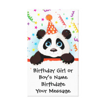 Panda Birthday Memento Canvas Prints