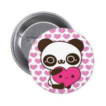 Panda Hearts Buttons