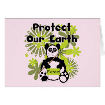 Panda Protect Our Earth T-shirts and Gifts Card