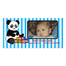 Panda with toy blocks photo cards