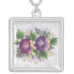 Pansies mean  "thinking of you" personalised necklace