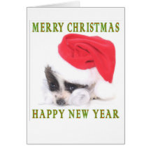 PAPILLON PUPPY CHRISTMAS CARD