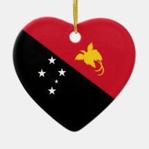 Papua-New Guinea Flag Heart Christmas Ornament