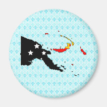 Papua New Guinea Flag Map full size Refrigerator Magnet
