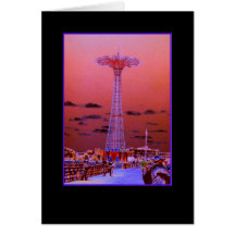 Parachute Jump Psychedelic Blank Greeting Card