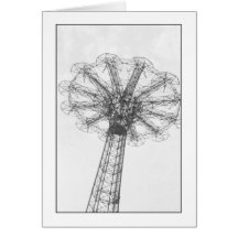Parachute Jump Tower Blank Greeting Card