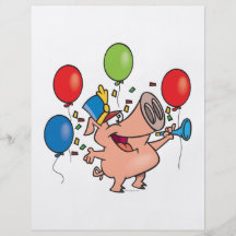 parade celebration party pig cartoon flyer design
