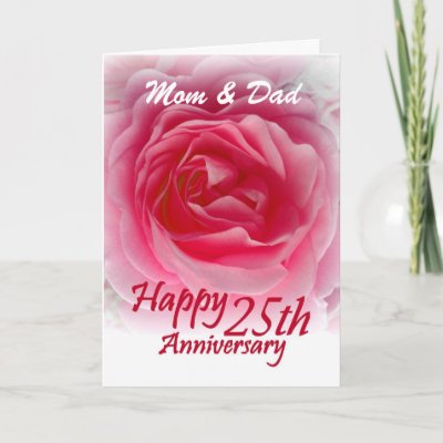 PARENTS 25th Wedding Anniversary with Pink Rose by JaclinArt
