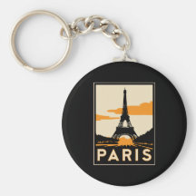 paris art deco retro travel poster key chains
