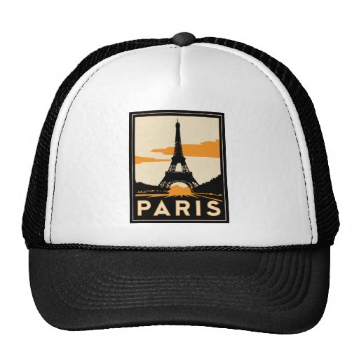 paris art deco retro travel poster trucker hats